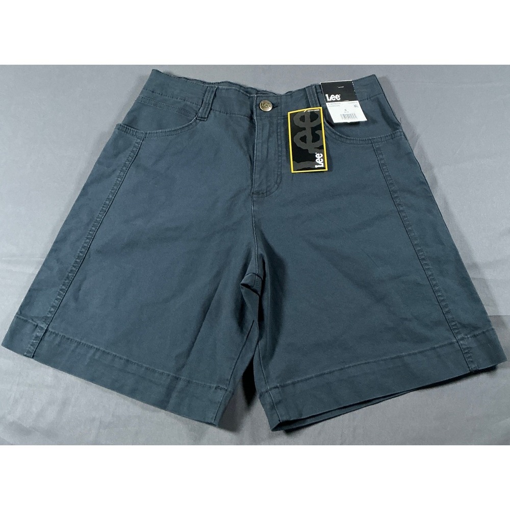 Lee Womens 8 Inch Bermuda Shorts Charcoal Gray Stretch Twill Size 6 112366515